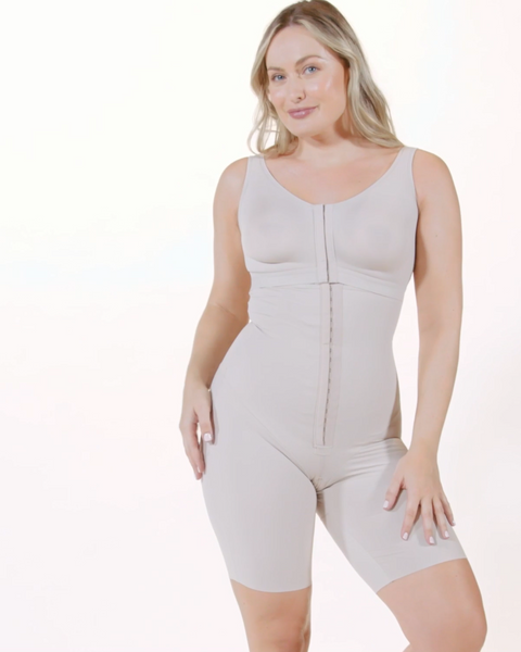 Sculpting body shaper with built-in back support bra#color_802-nude