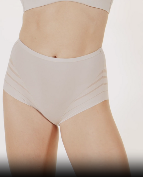 Tummy Control Underwear for Women High Waisted Striped Mesh Brief