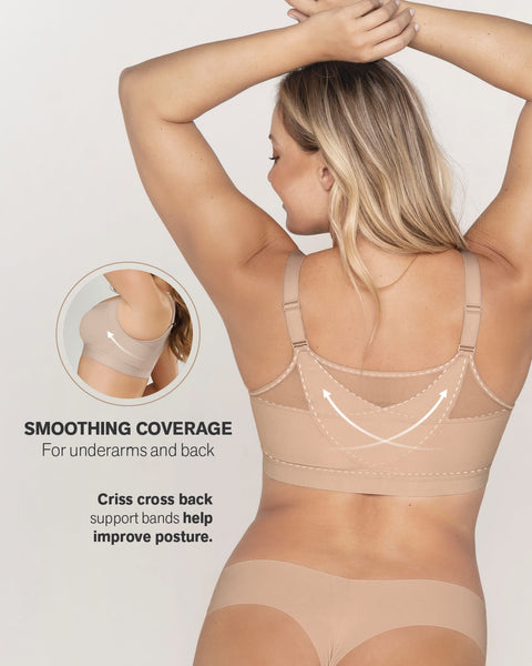 Leonisa Front Closure Full Coverage Back Support Posture Corrector Bra for  Women Beige : Buy Online at Best Price in KSA - Souq is now :  Fashion