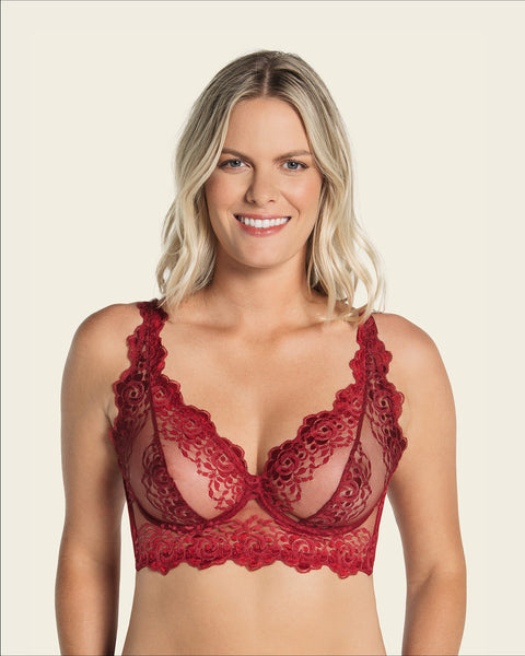 Lina Red Sheer Lace Bralette