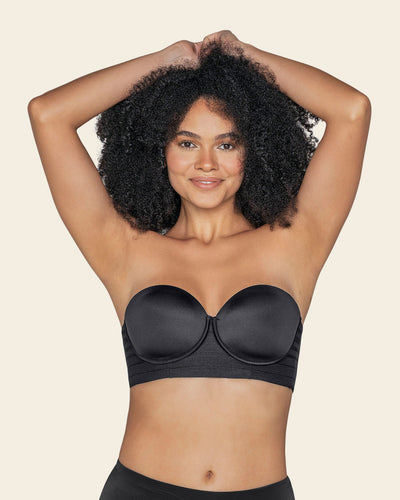 MELENECA Women's Strapless Bra for Large Bust Back Smoothing Plus Size with  Underwire Black 32DD