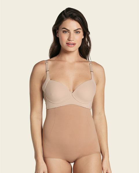 Leonisa Tummy Firm Control Under Dress Body Shaper for Women - Comfy Open  Bust Shapewear Beige at  Women's Clothing store