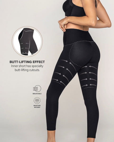 Leonisa Mid-Rise Capri Legging with Breathable Mesh Inserts at The Knee