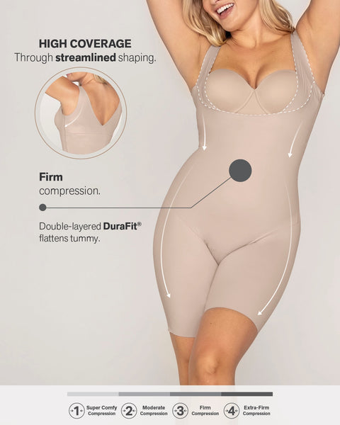 Full Coverage Open Bust Body Brief Seamless Shapewear for Women