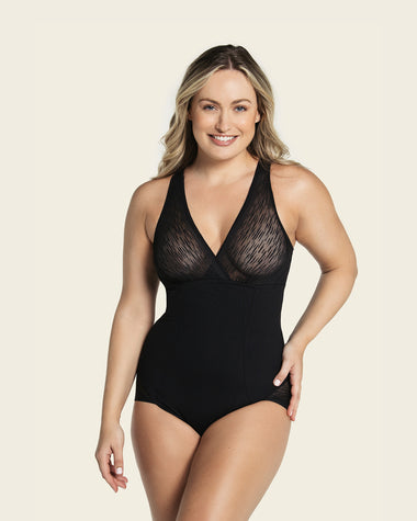 TUOBARR Fall Savings Holiday Deals 2023! Plus Size Shapewear  Bodysuit,Women's Sexy Deep V Neck Backless Sleeveless Tank Double Lined  Thong Bodysuit Tops Black 8 