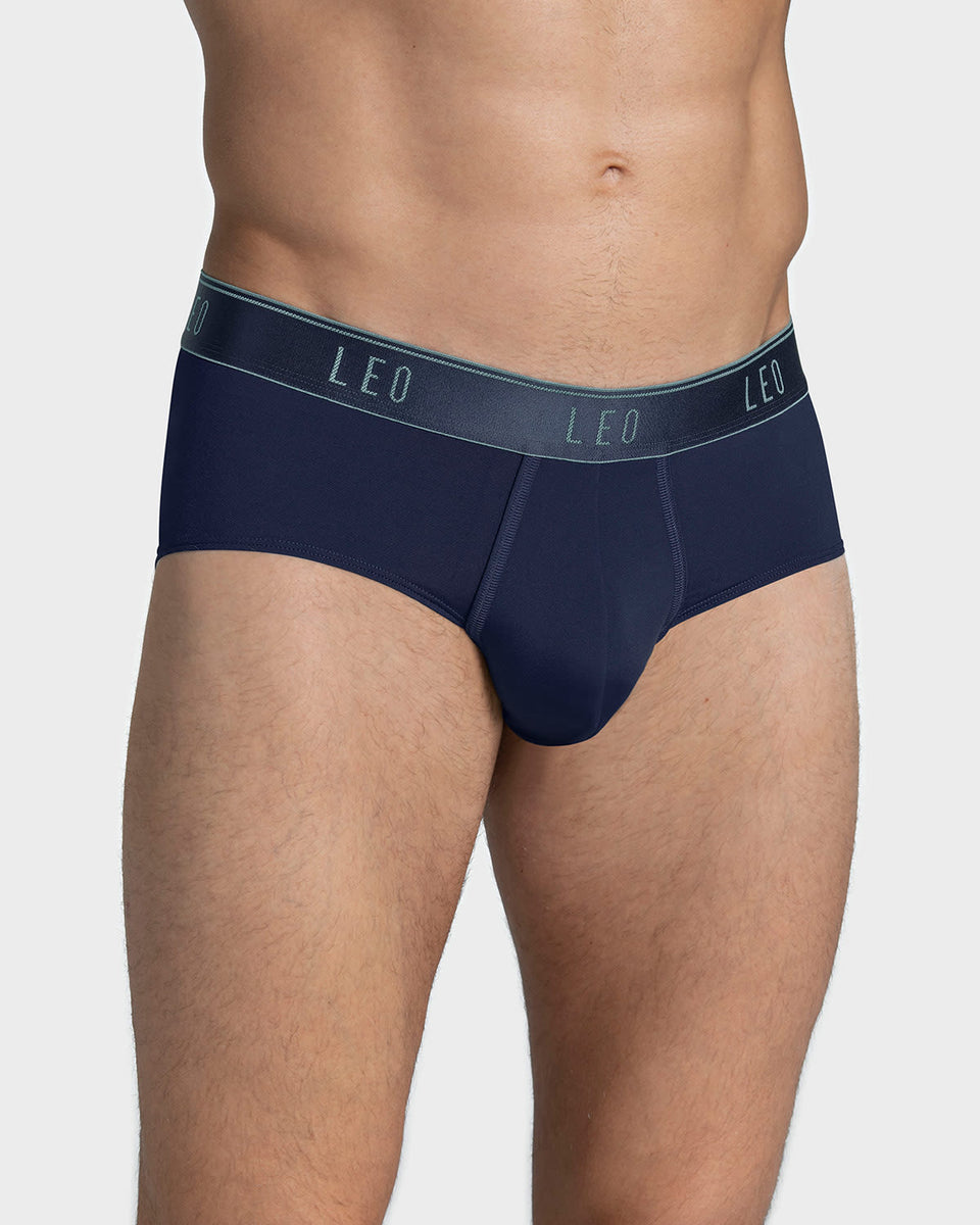 Microfiber brief with frontal ergonomic design