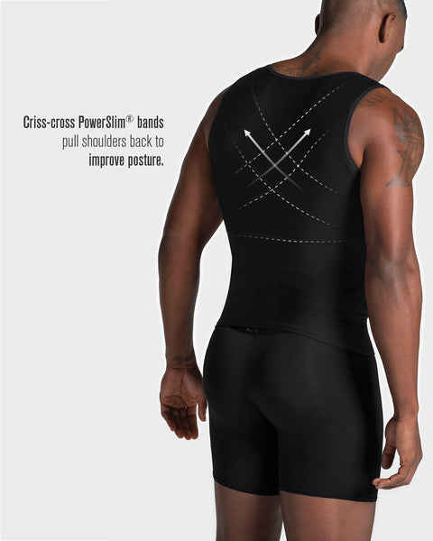 Criss-cross bust-style sleeveless waist correcting body shaper in black
